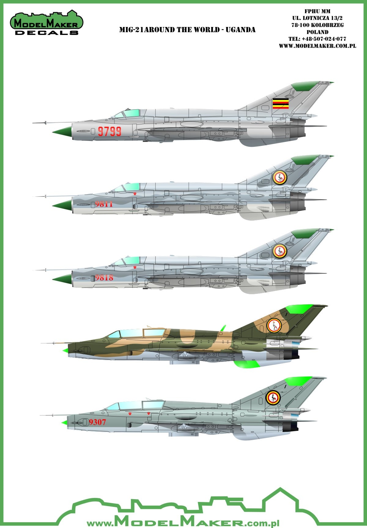 Model Maker Decals D72085 1:72 Mikoyan MiG-21 around the world