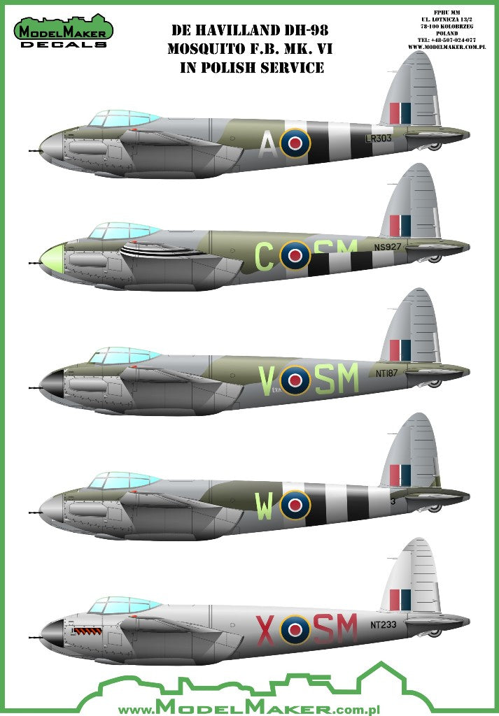 Model Maker Decals D72099 1:72 de Havilland DH-98 Mosquito F.B