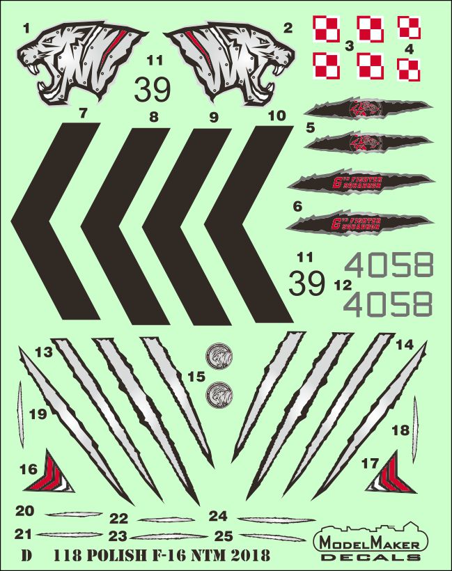 Model Maker Decals D72118 1:72 Polish F-16 NATO Tiger Meet 2018