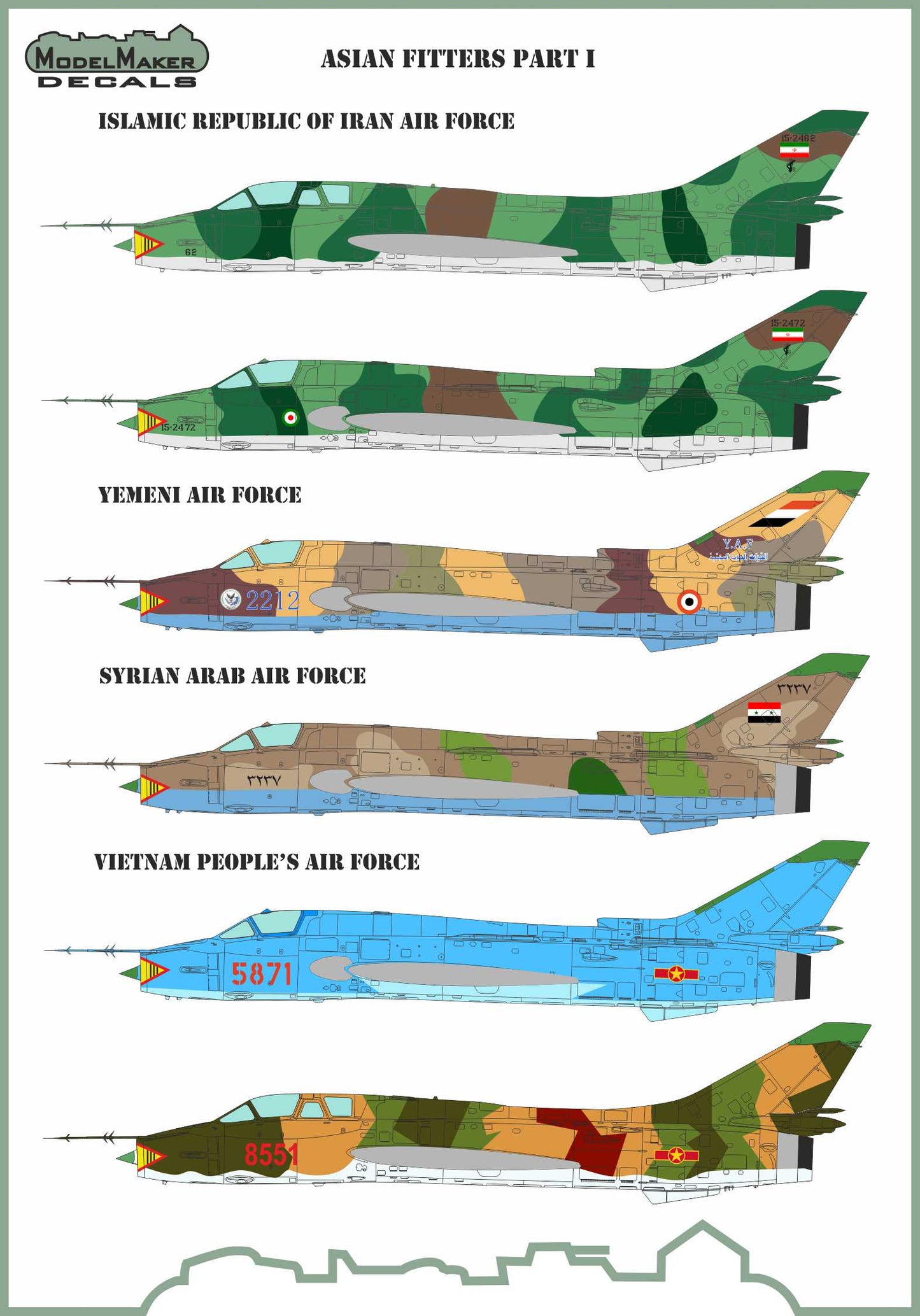 Model Maker D72122 1:72 Asian Fitters Part I Multi-Nation Decals