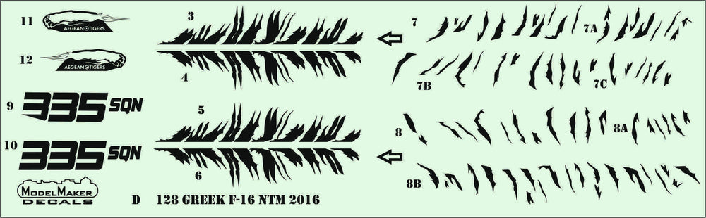 Model Maker Decals D72128 1:72 Greek F-16 Nato Tiger Meet 2016