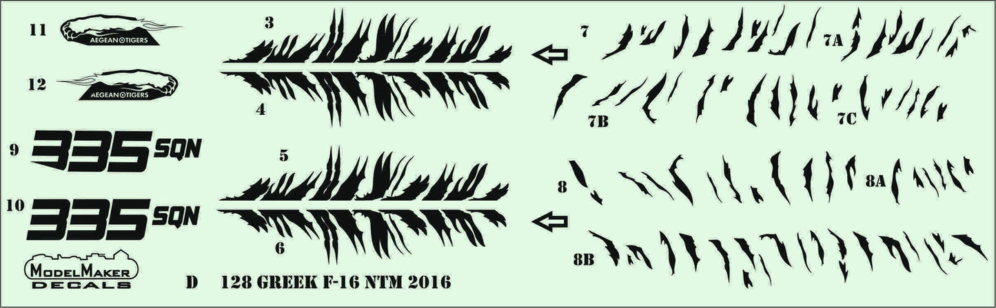 Model Maker Decals D72128 1:72 Greek F-16 Nato Tiger Meet 2016