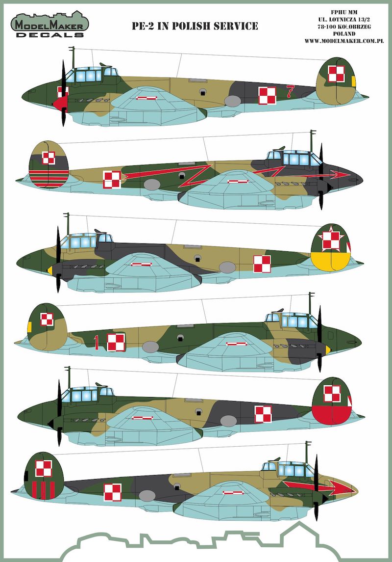 Model Maker Decals D72129 1:72 Petlyakov Pe-2 Pe-2 IN POLISH SERVICE