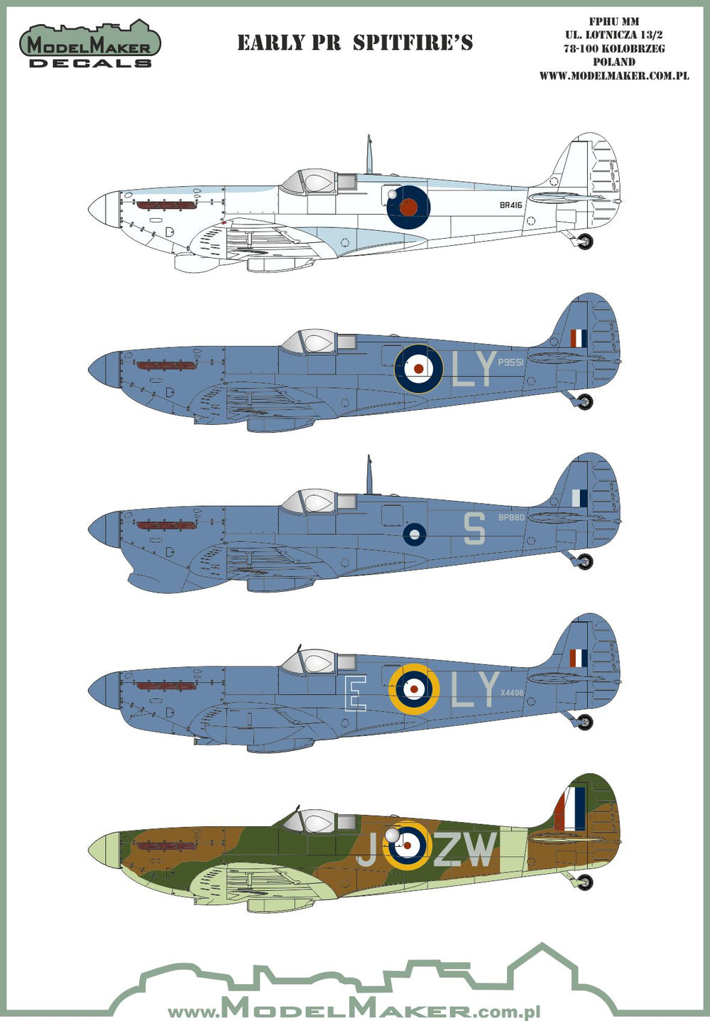 Model Maker D72132 1:72 Early PR Spitfire Mk.ID/Mk.IF Decals