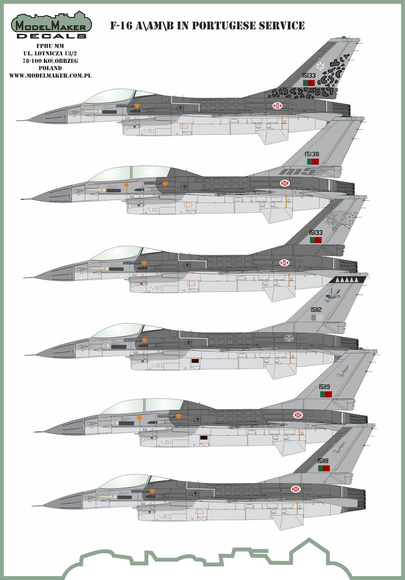 Model Maker Decals D72136 1:72 F-16A/AM/B/BM in Portuquese service