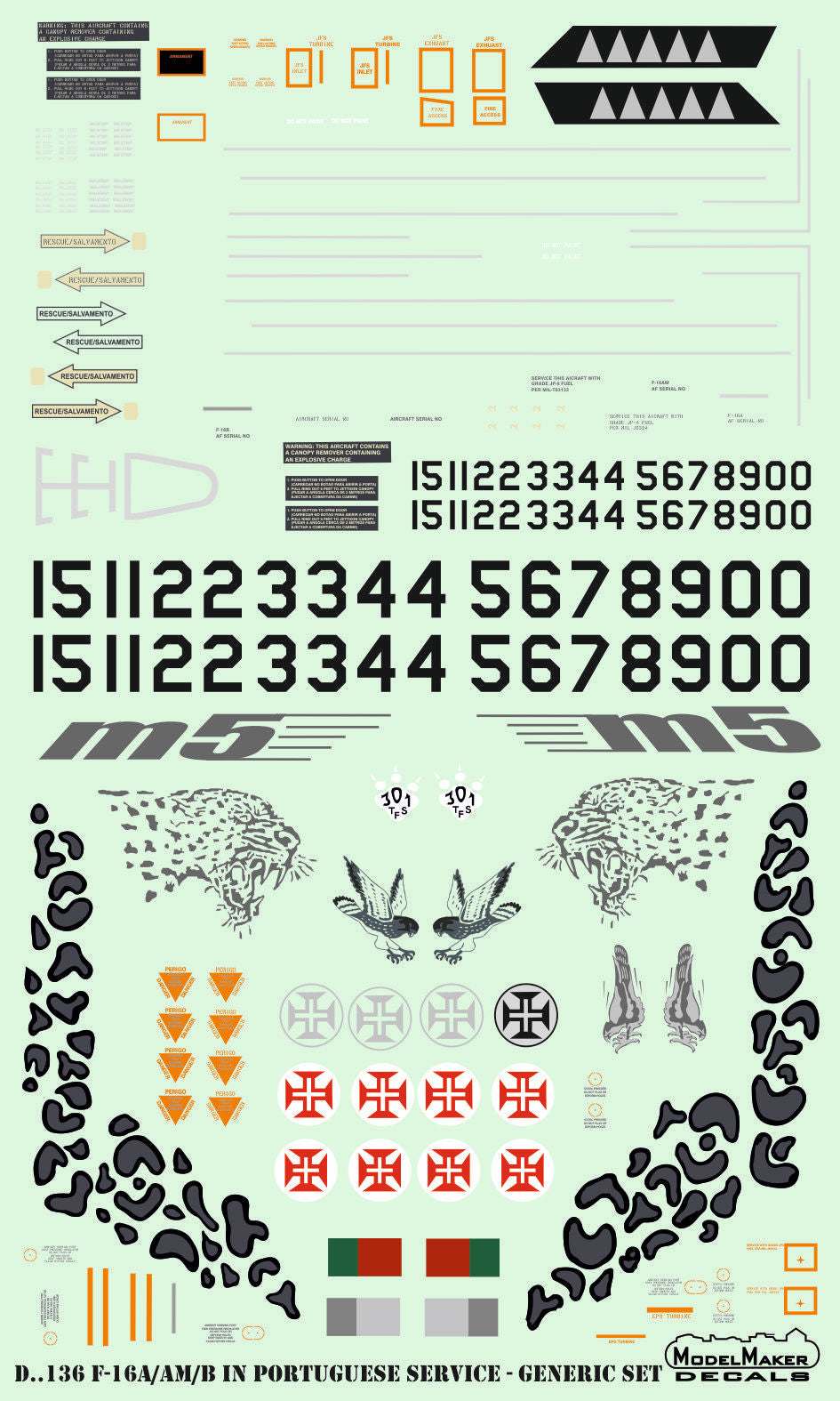 Model Maker Decals D72136 1:72 F-16A/AM/B/BM in Portuquese service