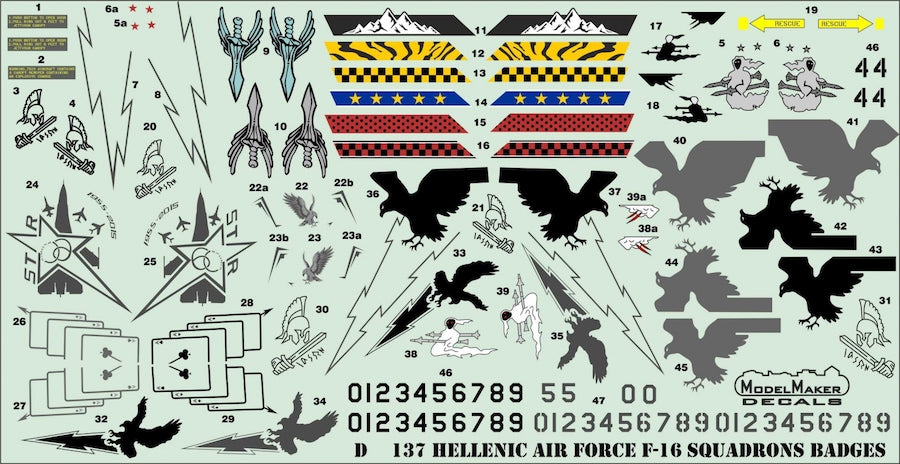 Model Maker Decals D72137 1:72 Hellenic Air Force F-16's Squadrons