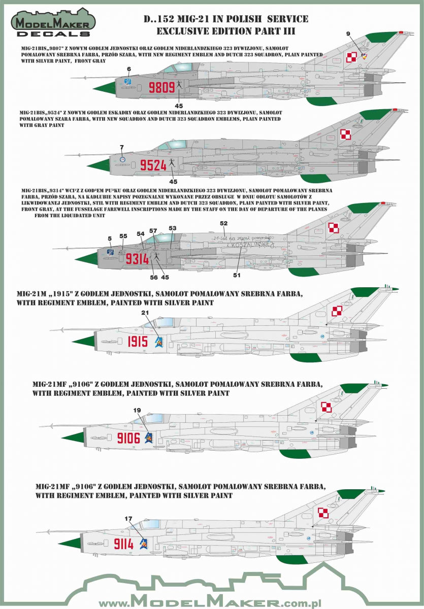 Model Maker D72152 1:72 MiG-21 Polish Service Edition Part III