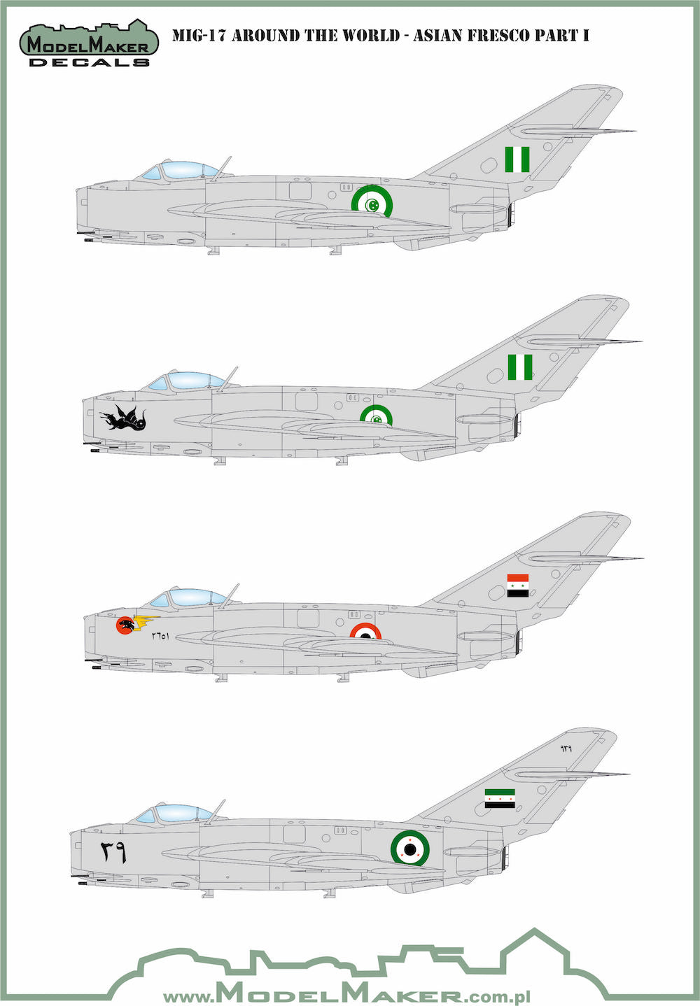 Model Maker Decals D72155 1:72 Mikoyan MiG-17F/MiG-17PF AROUND THE WORLD