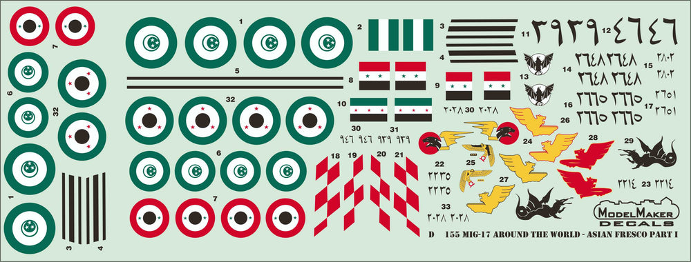Model Maker Decals D72155 1:72 Mikoyan MiG-17F/MiG-17PF AROUND THE WORLD