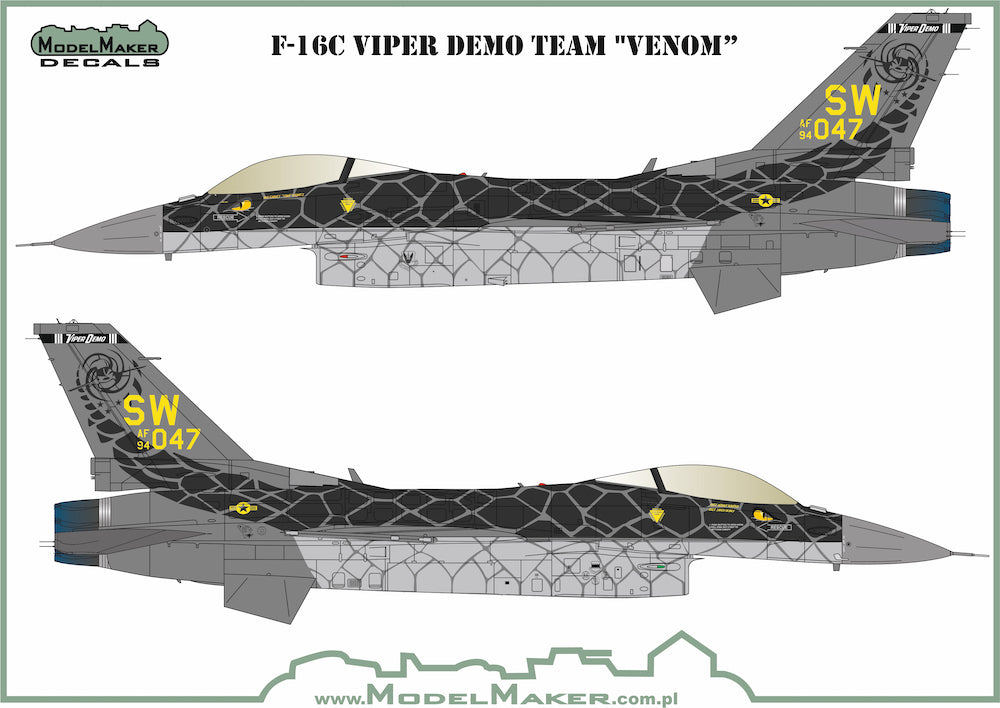 Model Maker D72157 1:72 F-16C Viper Demo Team VENOM Decals