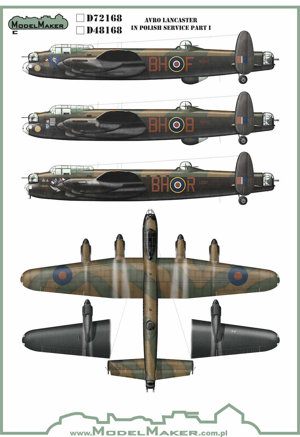 Model Maker Decals D72168 1:72 Avro Lancaster in Polish service part I