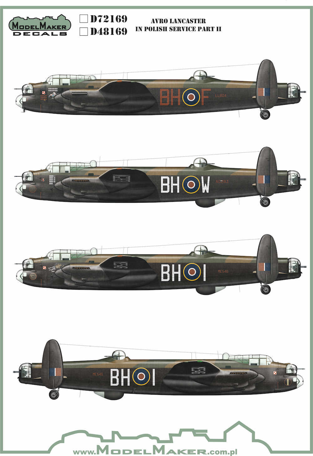 Model Maker Decals D72169 1:72 Avro Lancaster in Polish service part II