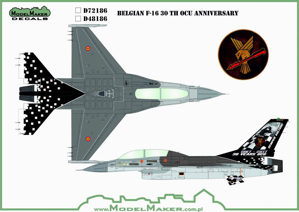 Model Maker Decals D72186 1:72 Belgian F-16 30th OCU anniversary
