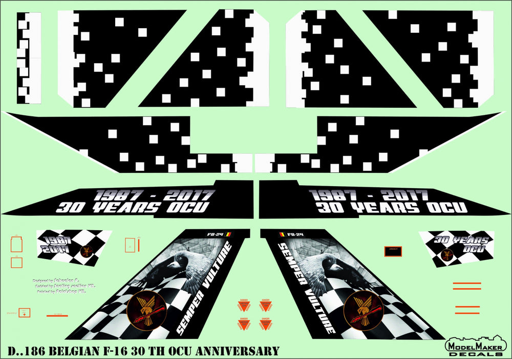 Model Maker Decals D72186 1:72 Belgian F-16 30th OCU anniversary