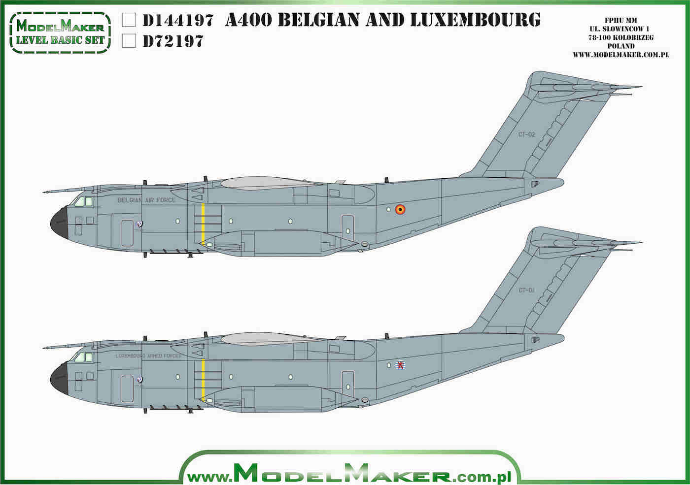 Model Maker Decals D72197 1:72 Airbus A400M Belgian and Luxemburg