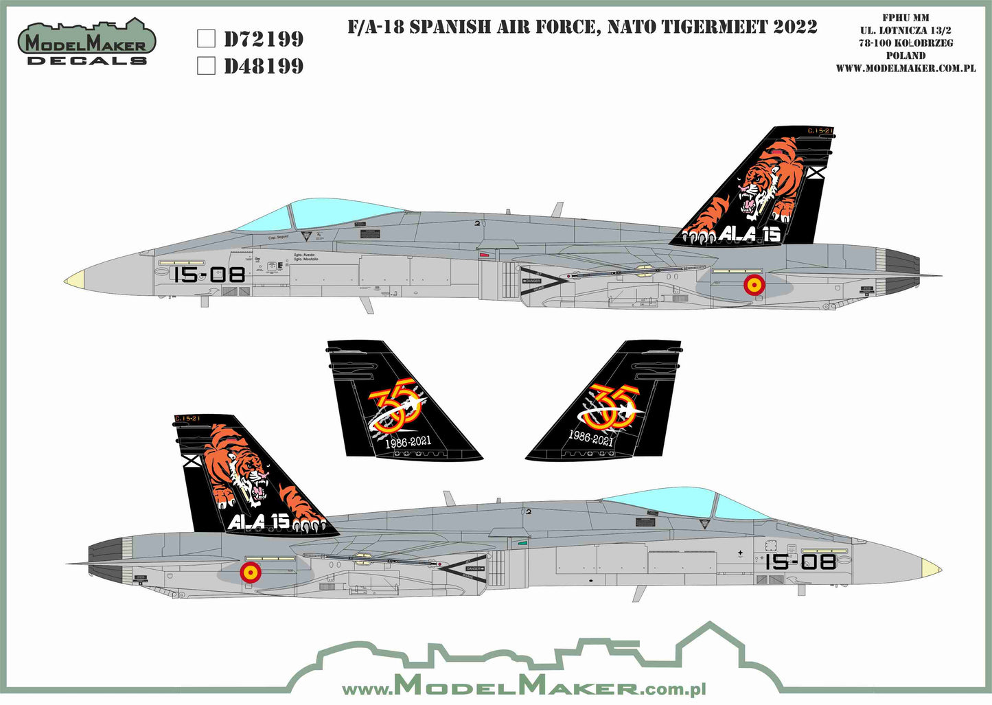 Model Maker Decals D72199 1:72 Spanish F/A-18 NATO Tiger Meet 2022