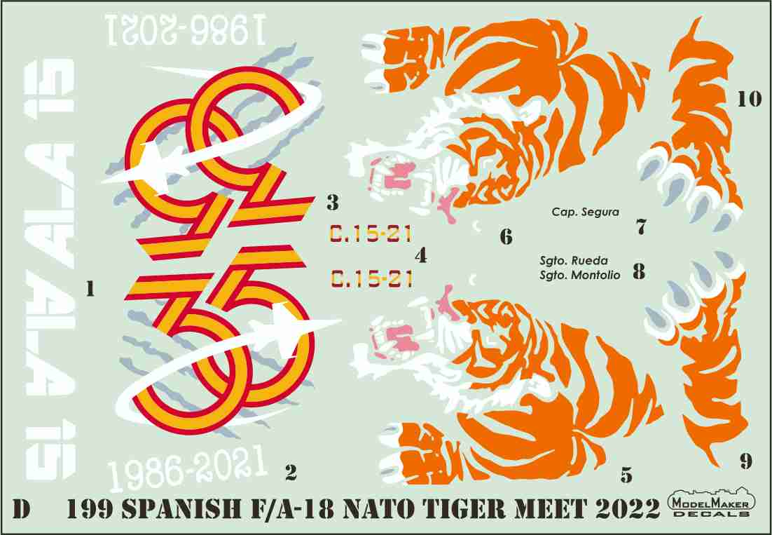 Model Maker Decals D72199 1:72 Spanish F/A-18 NATO Tiger Meet 2022