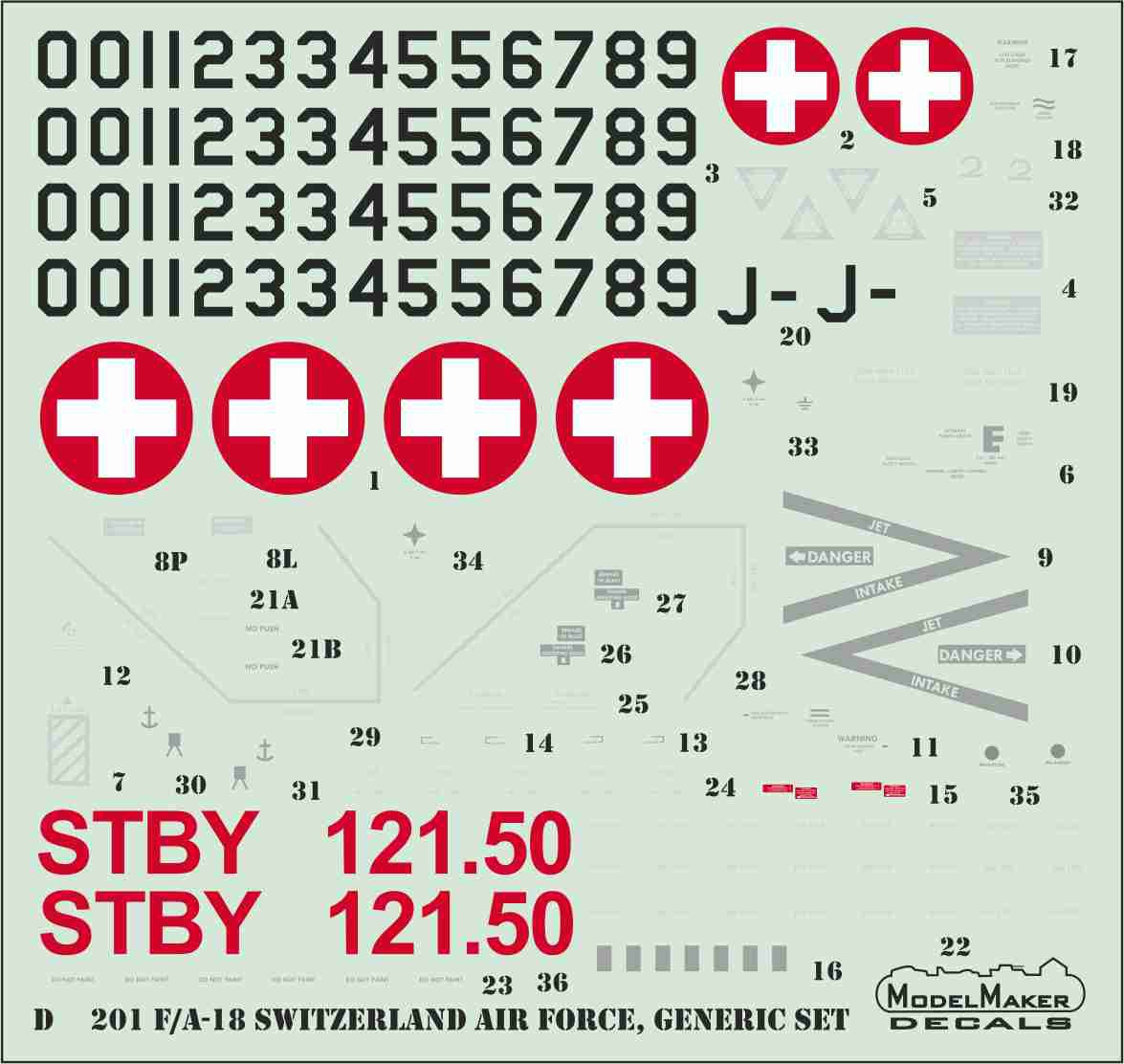 Model Maker D72201 1:72 Swiss Air Force F/A-18C/D Generic Set