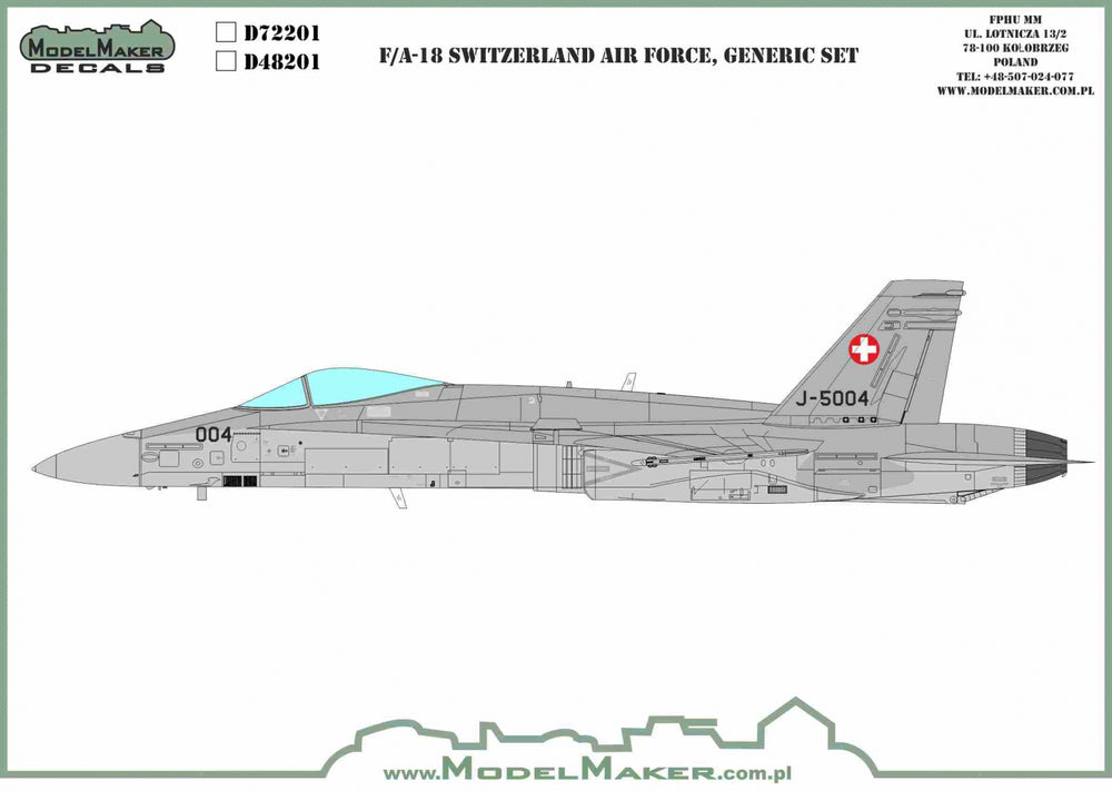 Model Maker D72201 1:72 Swiss Air Force F/A-18C/D Generic Set