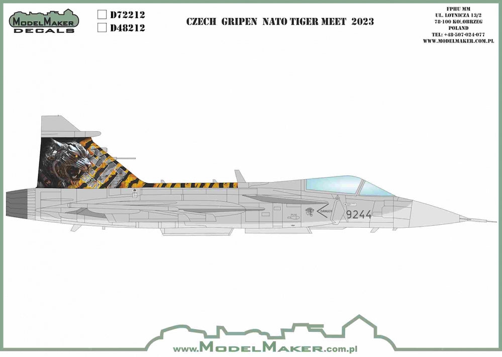 Model Maker Decals D72212 1:72 Czech Saab JAS 39 Gripen NATO Tiger Meet 2023