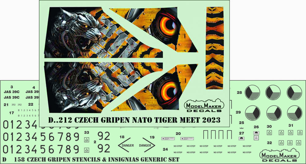 Model Maker Decals D72212 1:72 Czech Saab JAS 39 Gripen NATO Tiger Meet 2023