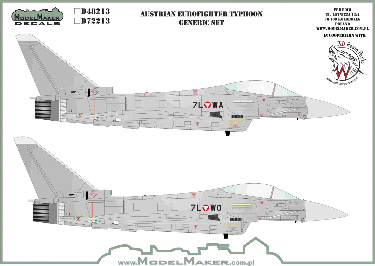 Model Maker Decals D72213 1:72 Austrian Eurofighter Typhoon generic set