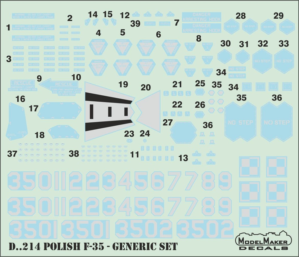 Model Maker Decals D72214 1:72 Polish F-35A Lightning II generic set