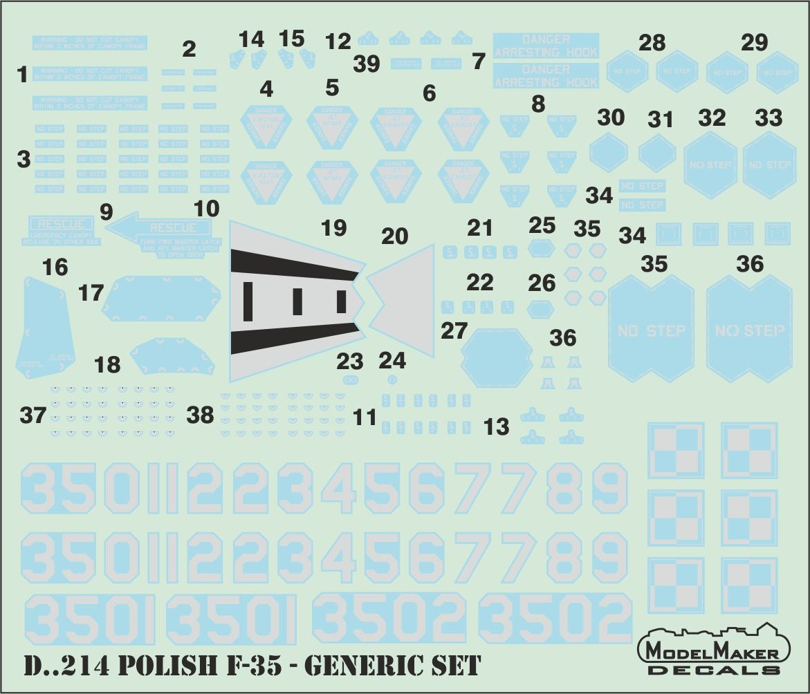 Model Maker Decals D72214 1:72 Polish F-35A Lightning II generic set