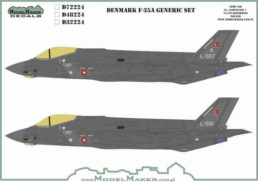 Model Maker Decals D72224 1:72 Denmark Lockheed-Martin F-35A Lightning II