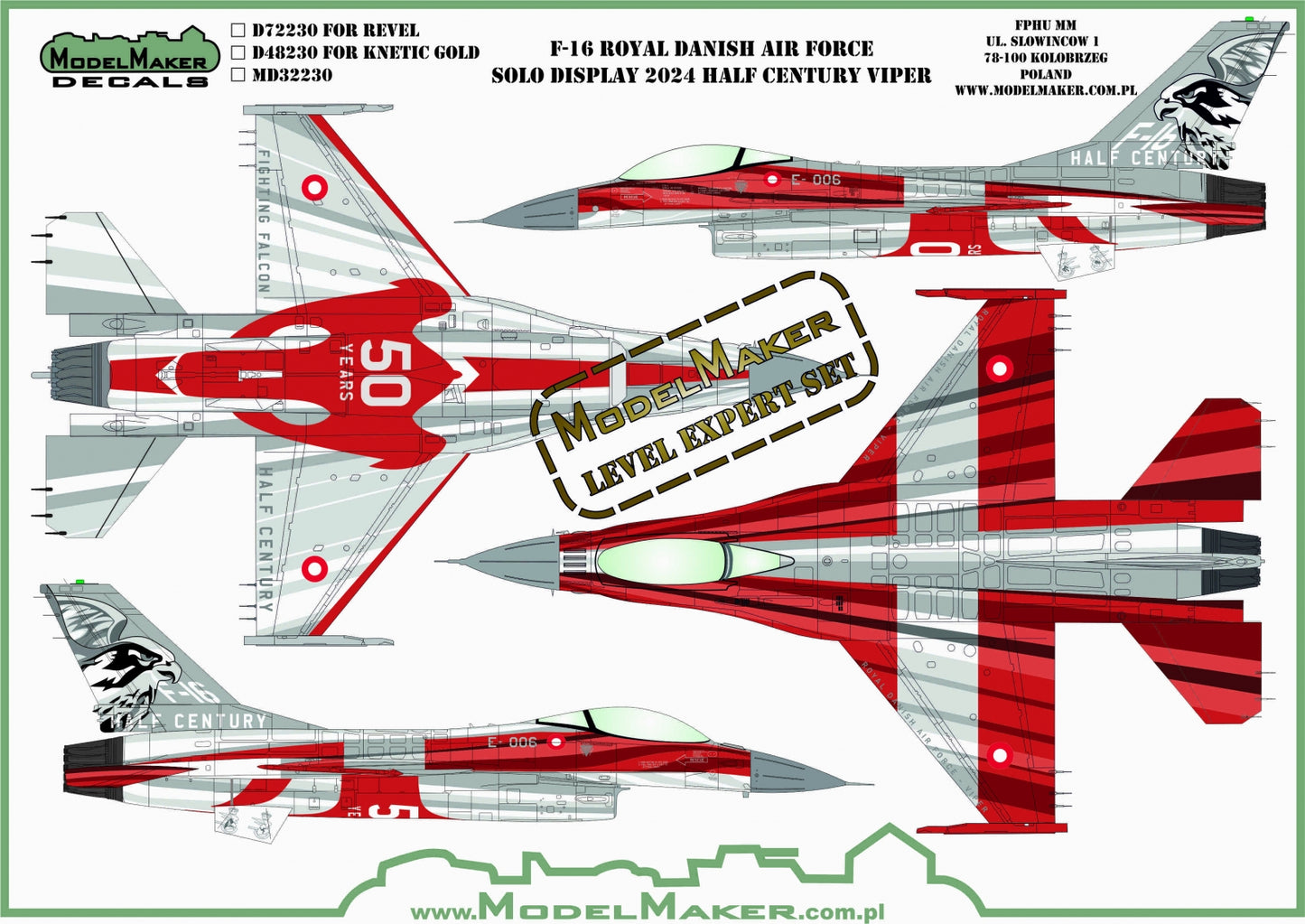Model Maker D72230 1:72 Danish F-16 Solo Display 2024 Half Century