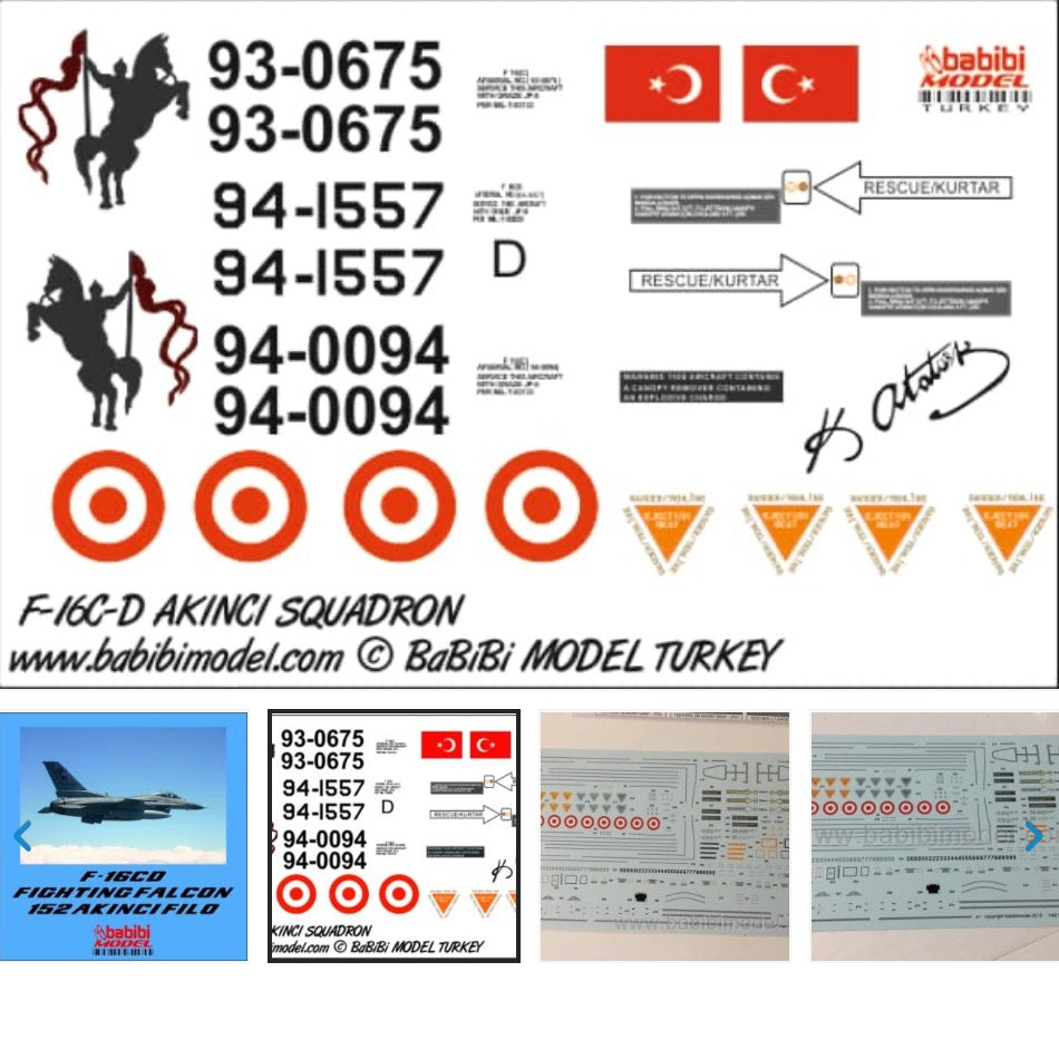 Babibi DBT-01082 1:48 F-16C/D 152 Akingifild Sqn Decals