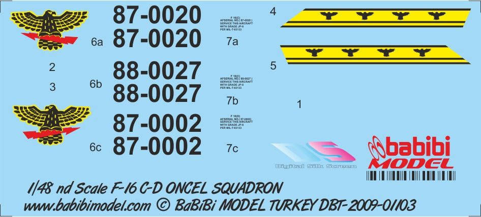 Babibi Models DBT-01103 1:48 F-16C/F-16D Fighting Falcon 143 -ncel Sq