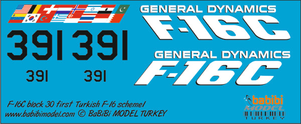 Babibi DBT-01150 1:72 F-16C First Plane in Turkey Decals