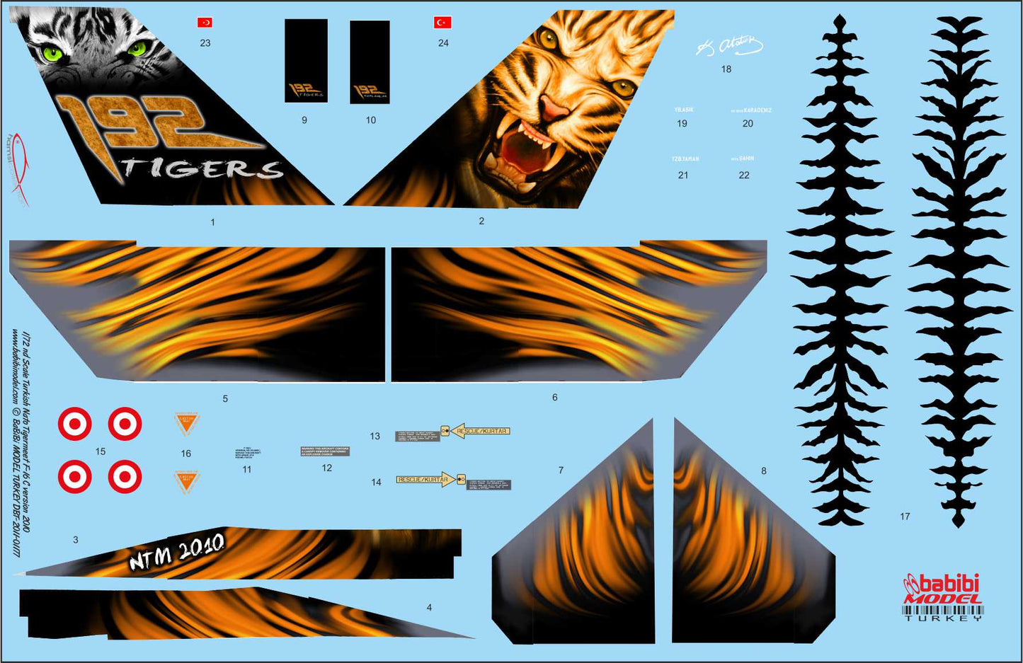 Babibi DBT-01177 1:72 F-16C Tigermeet 2010 Decal Set