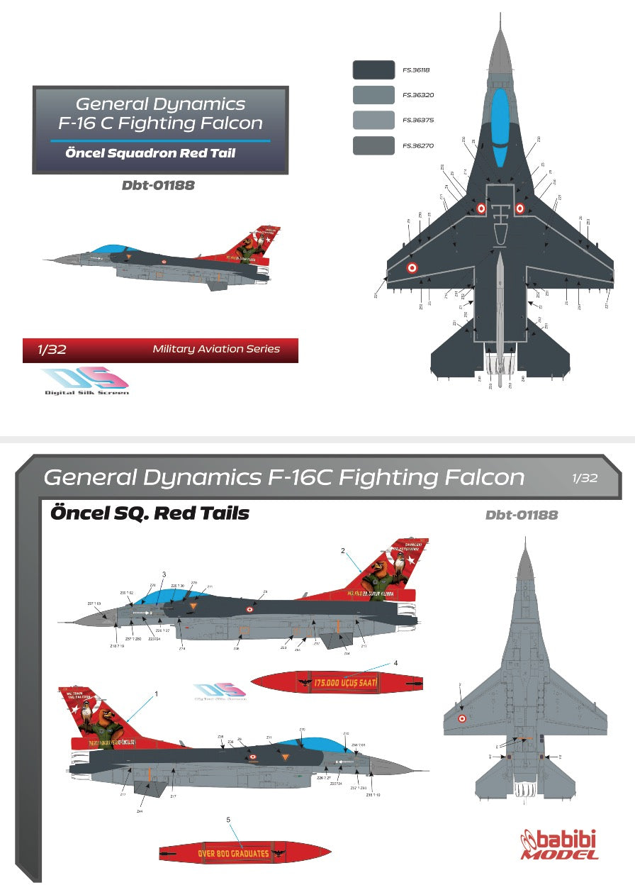 Babibi DBT-01186 1:72 F-16C Red Tail We Train The Falcons