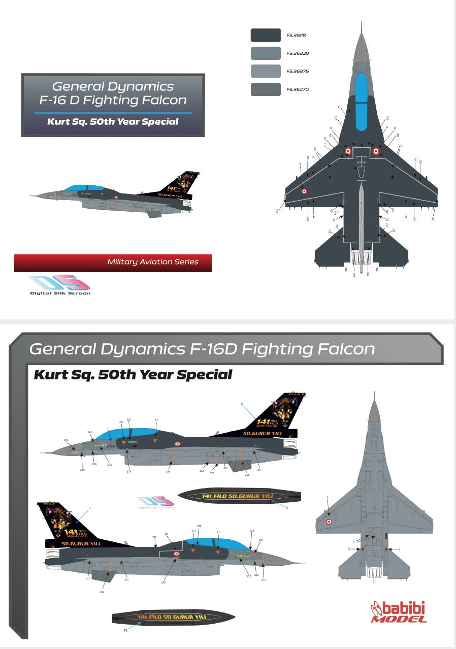 Babibi DBT-01258 1:72 F-16D Kurt Sqn 50th Year Special Tail