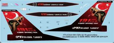 Babibi DBT-01274 1:72 F-16D Kobra Sqn Special Tail Decals