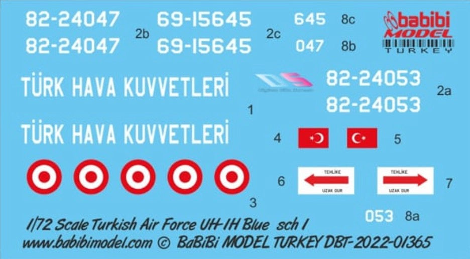 Babibi Models DBT-01365 1:72 Bell UH-1H Turkish Air Force Blue Camouflage