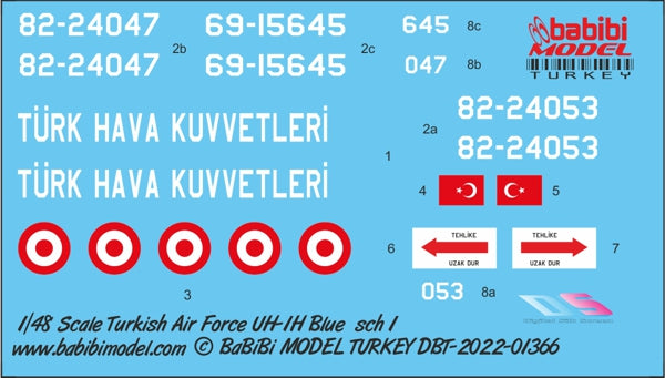 Babibi Models DBT-01366 1:48 Bell UH-1H Turkish Air Force Blue Camouflage