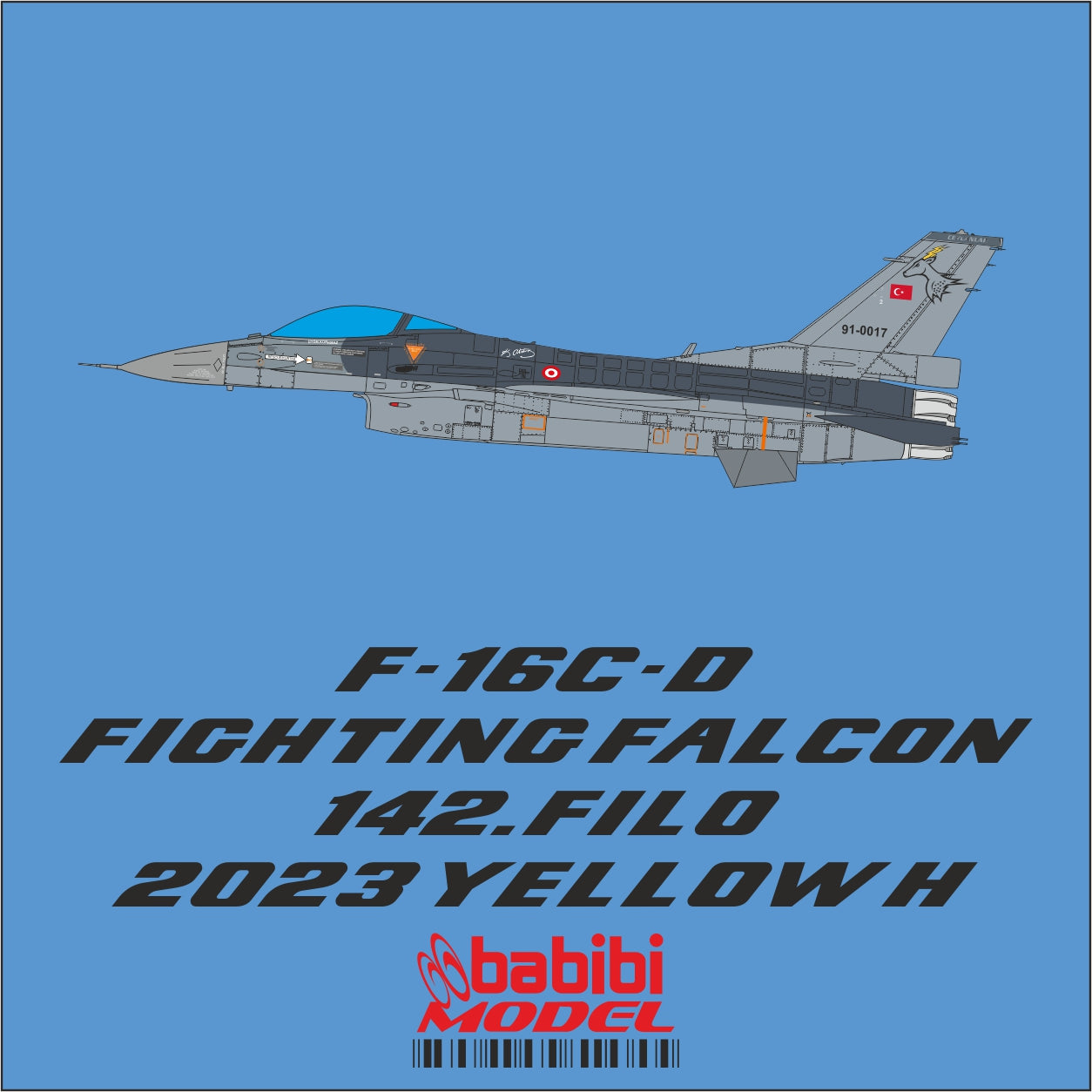 Babibi DBT-01384 1:72 F-16C/D 142 Sqn 2023 Yellow Horn Tail