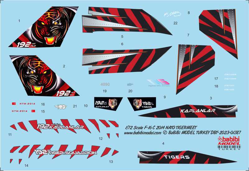 Babibi DBT-01387 1:72 F-16C NATO Tigermeet 2014 Decals