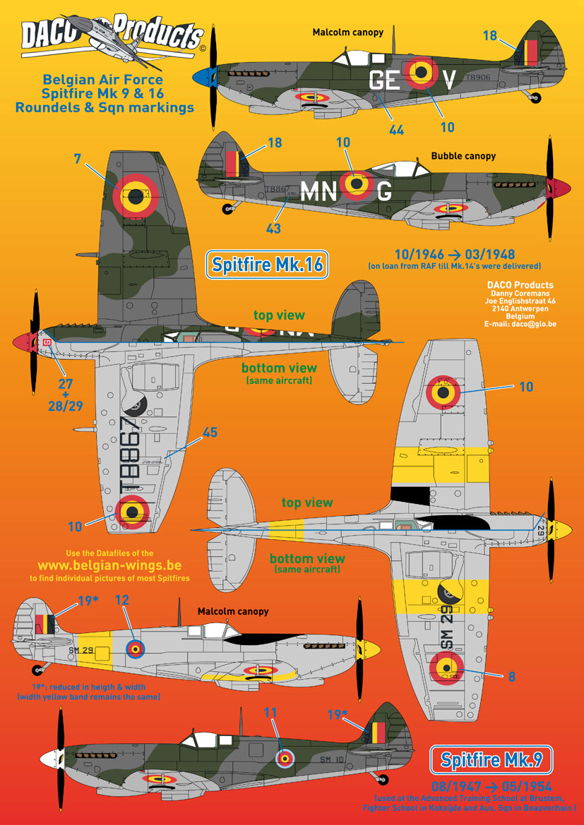 Daco DCD3270 Supermarine Spitfire Belgian AF Multi-Mk 1:32