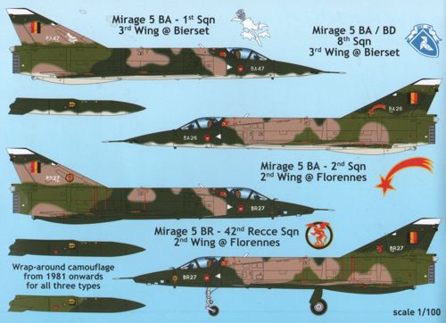 Daco DCD4866 1:48 Belgian Air Force Mirage 5 stencilling set