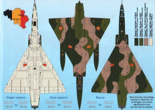 Daco DCD4866 1:48 Belgian Air Force Mirage 5 stencilling set