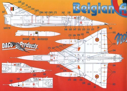 Daco DCD4866 1:48 Belgian Air Force Mirage 5 stencilling set