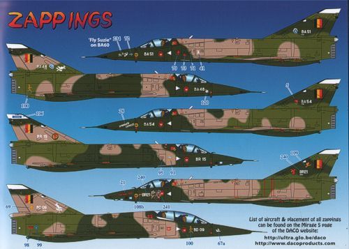 Daco DCD4866 1:48 Belgian Air Force Mirage 5 stencilling set