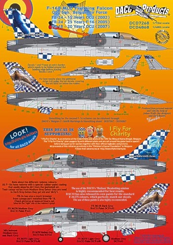 Daco DCD4868 F-16B MLU OCU Sqn Belgian AF Decals 1:48