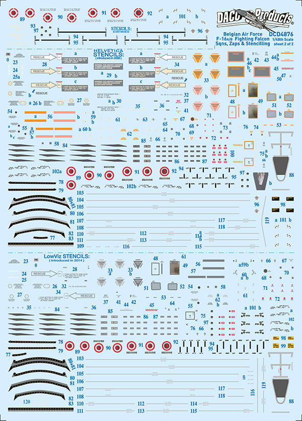 Daco DCD4876 Belgian AF F-16A/B Emblems & Stencils 1:48
