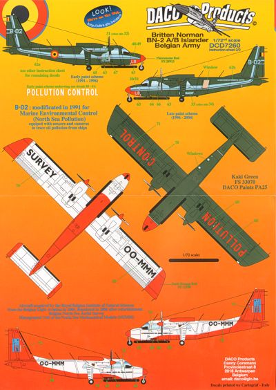 Daco Products DCD7260 1:72 Britten-Norman BN-2 A/B Islander Belgian Army